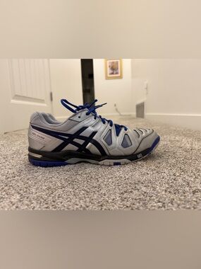 Asics silver & royal blue Gel Game shoes